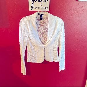 INC sheer white lace jacket size P/P size 0-2